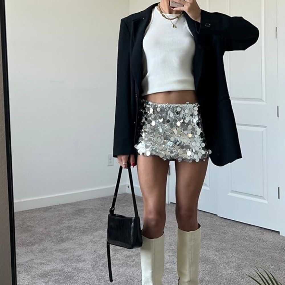 Silver sequin skirt - Picture 3 of 10